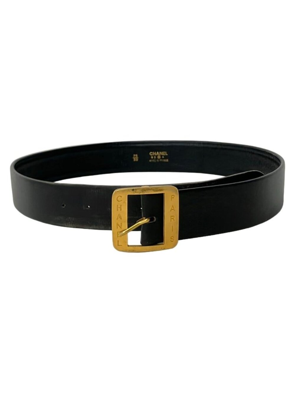 Chanel Belt 75/30 Black Gold Leather